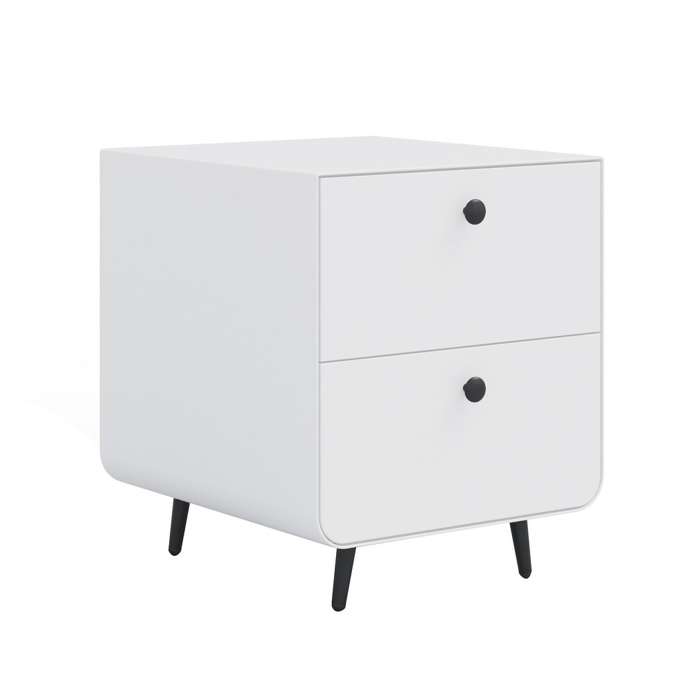 Modern Circular handle Steel Night Stand with 2 Drawers for Bedroom