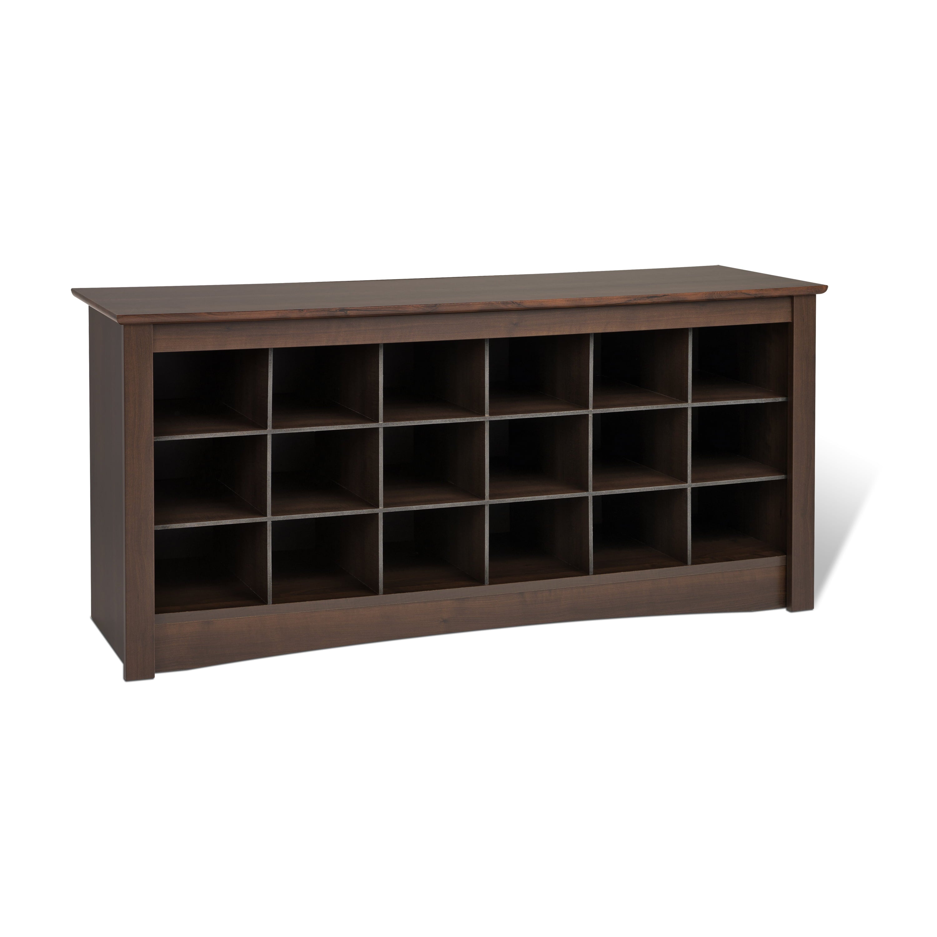 Prepac 3-Tier Storage Cubby Bench Shoe Rack， Wood， Brown