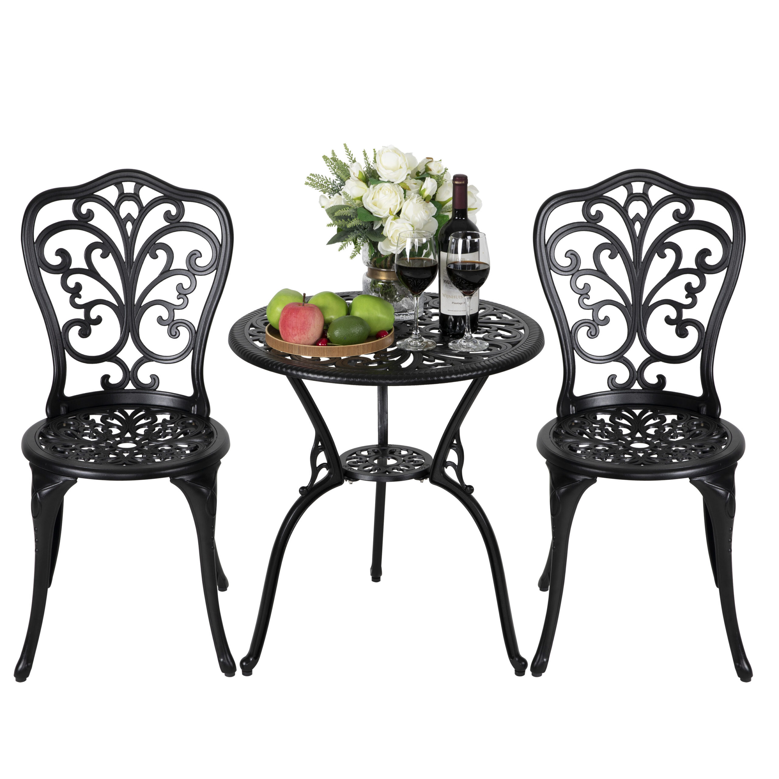 Nuu Garden 3-Piece Black Bistro Patio Set