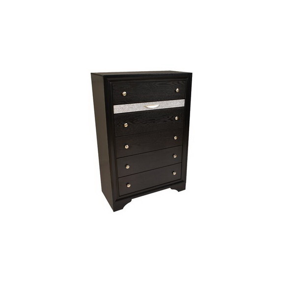 Traditional Matrix 5 Drawer Chest in Black made wi...