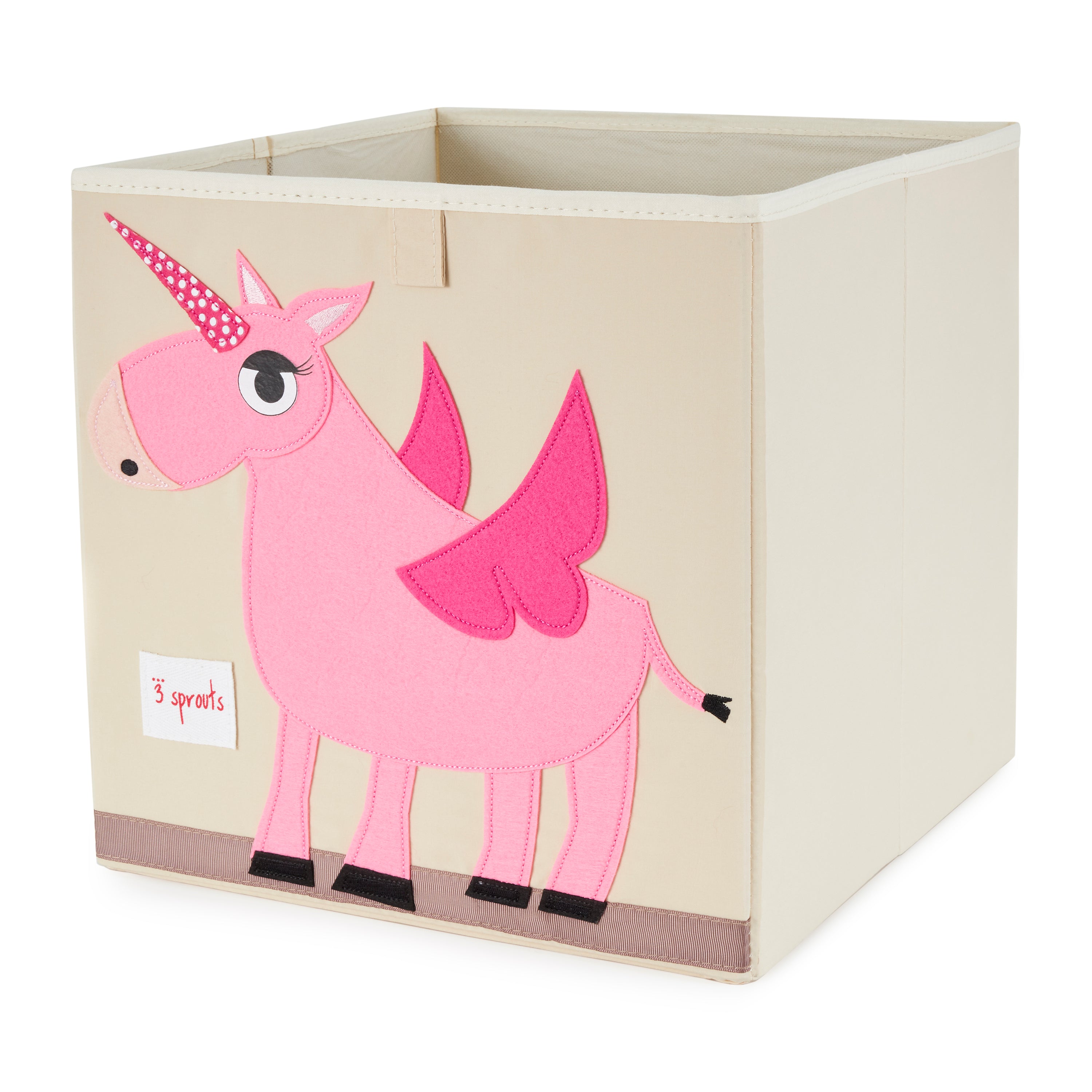 3 Sprouts Kids Felt Dragon Storage Cube Bin with Unicorn Fabric Storage Cube Bin