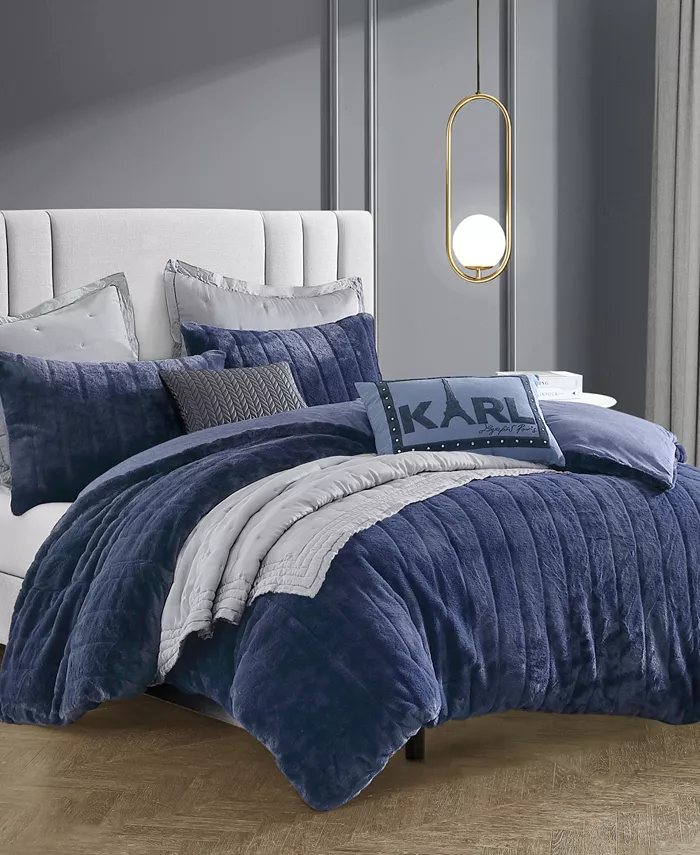 KARL LAGERFELD PARIS Soft and Warm Channel 3 Piece Comforter Set， Full Queen