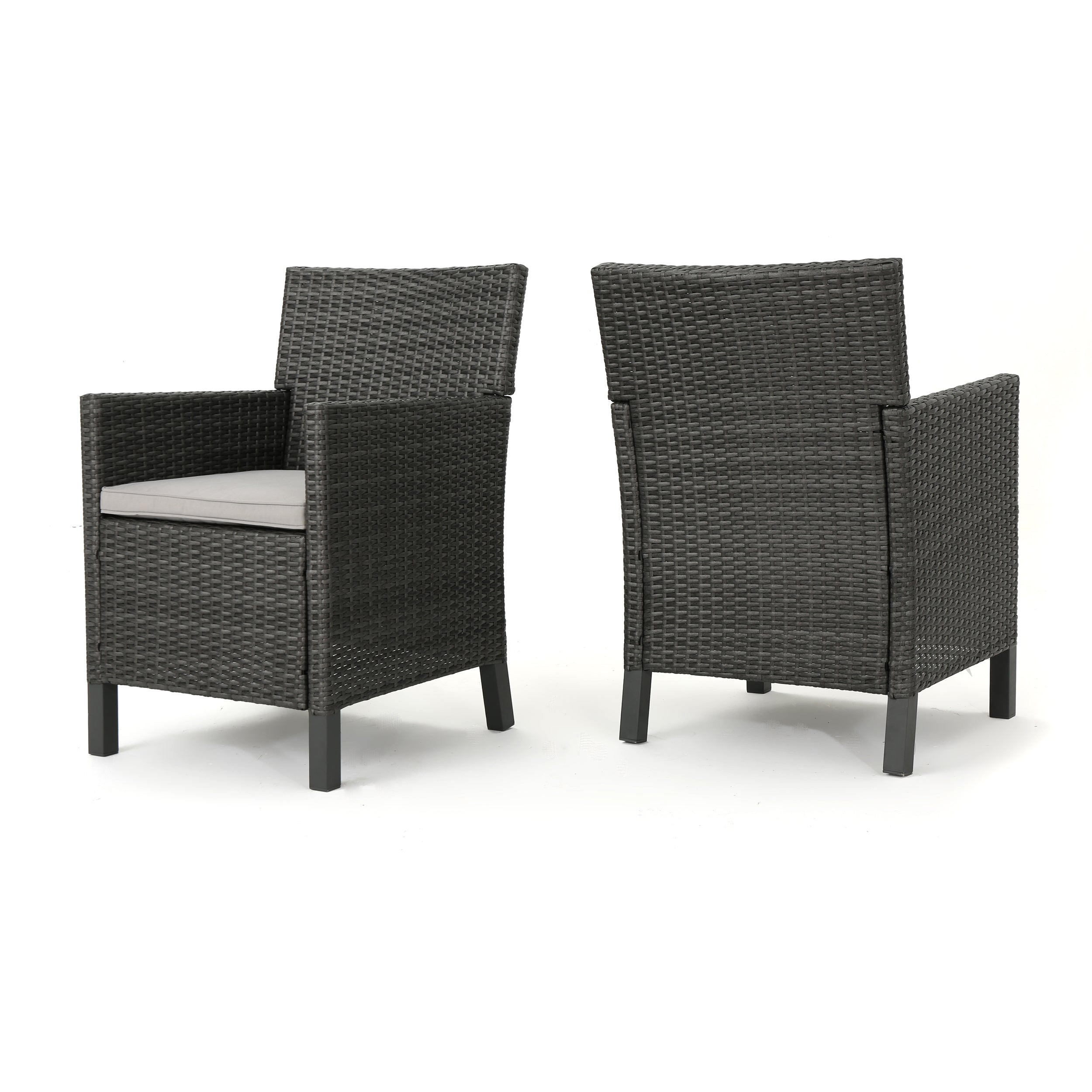 Cyrus Outdoor Wicker Dining Chairs with Water Resistant Cushions (Set of 2)