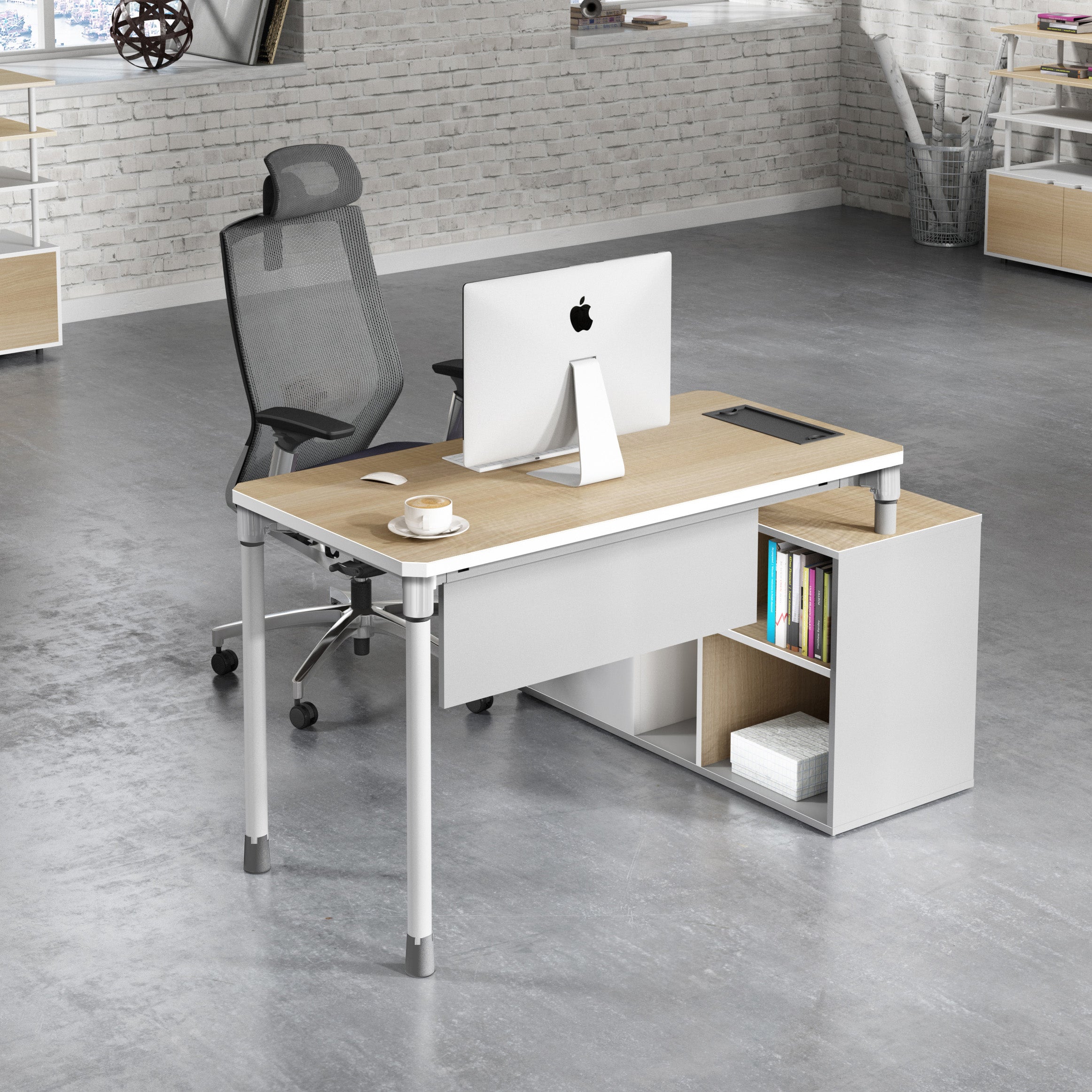 RAVEN SINGLE Workstation 160-180/100cm - Natural White