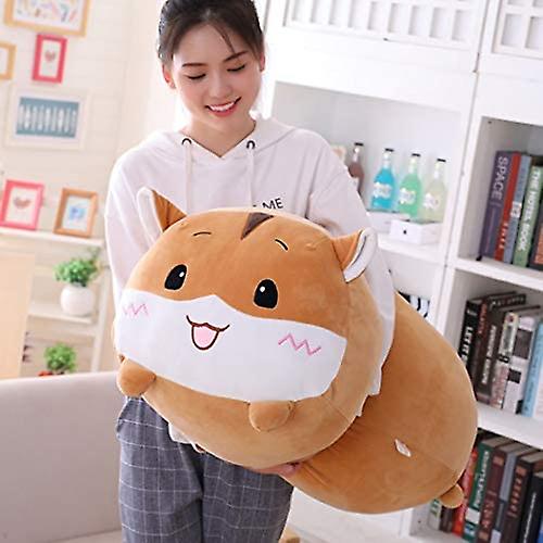 23.6 Inch Cute Yellow Hamster Plush Stuffed Animal Cylindrical Body Pillow，super Soft Cartoon Hugging Toy Gifts For Bedding， Kids Sleeping Kawaii Pill