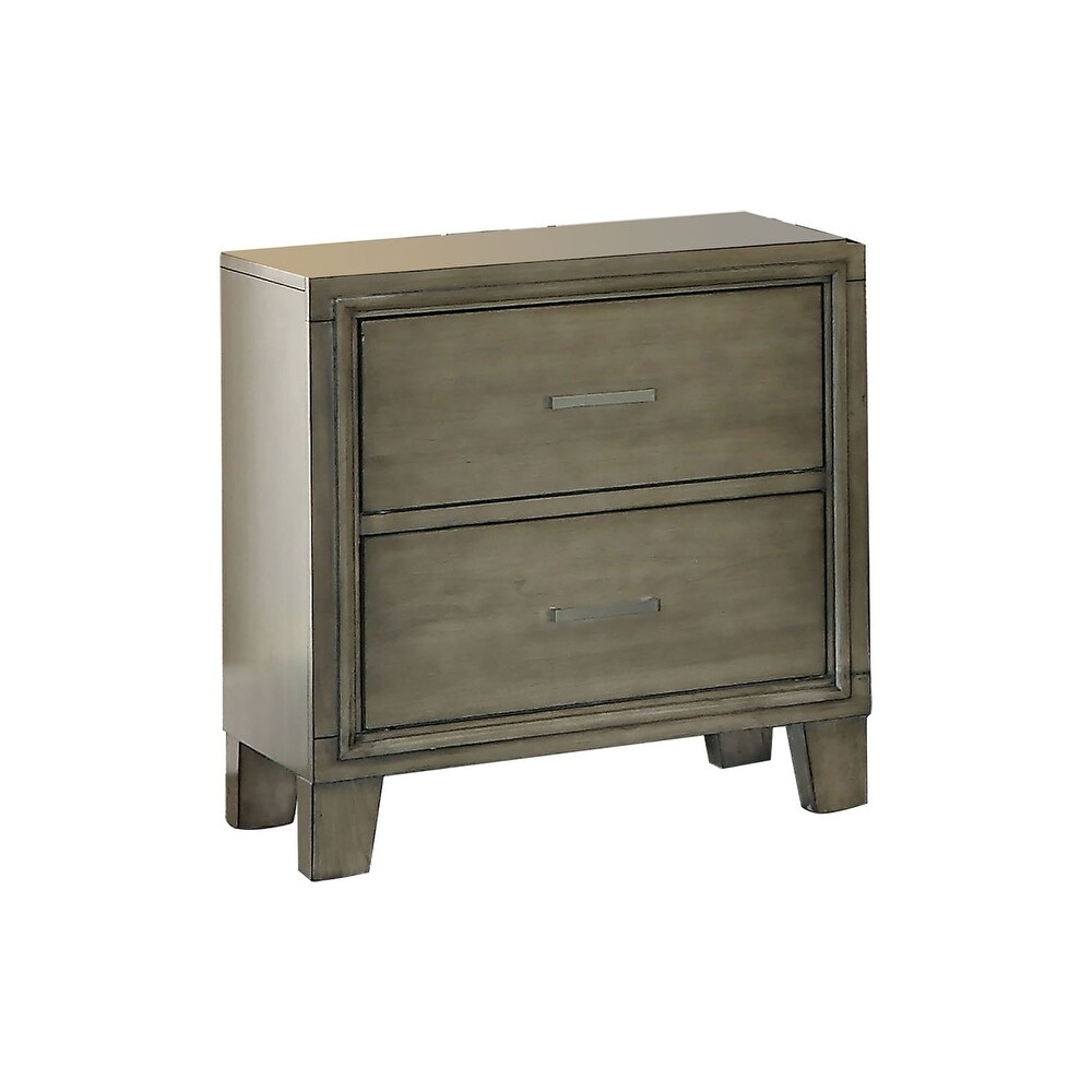 2 Drawers Wood Nightstand