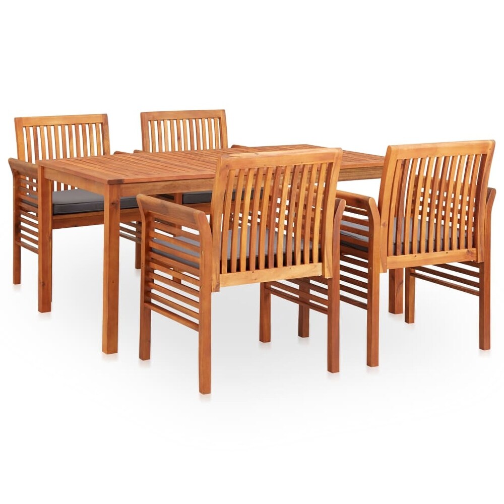 vidaXL 5 Piece Patio Dining Set with Cushions Solid Acacia Wood