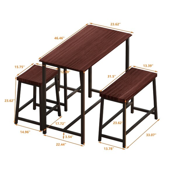 4-Piece Dining Table Set Industrial Wooden