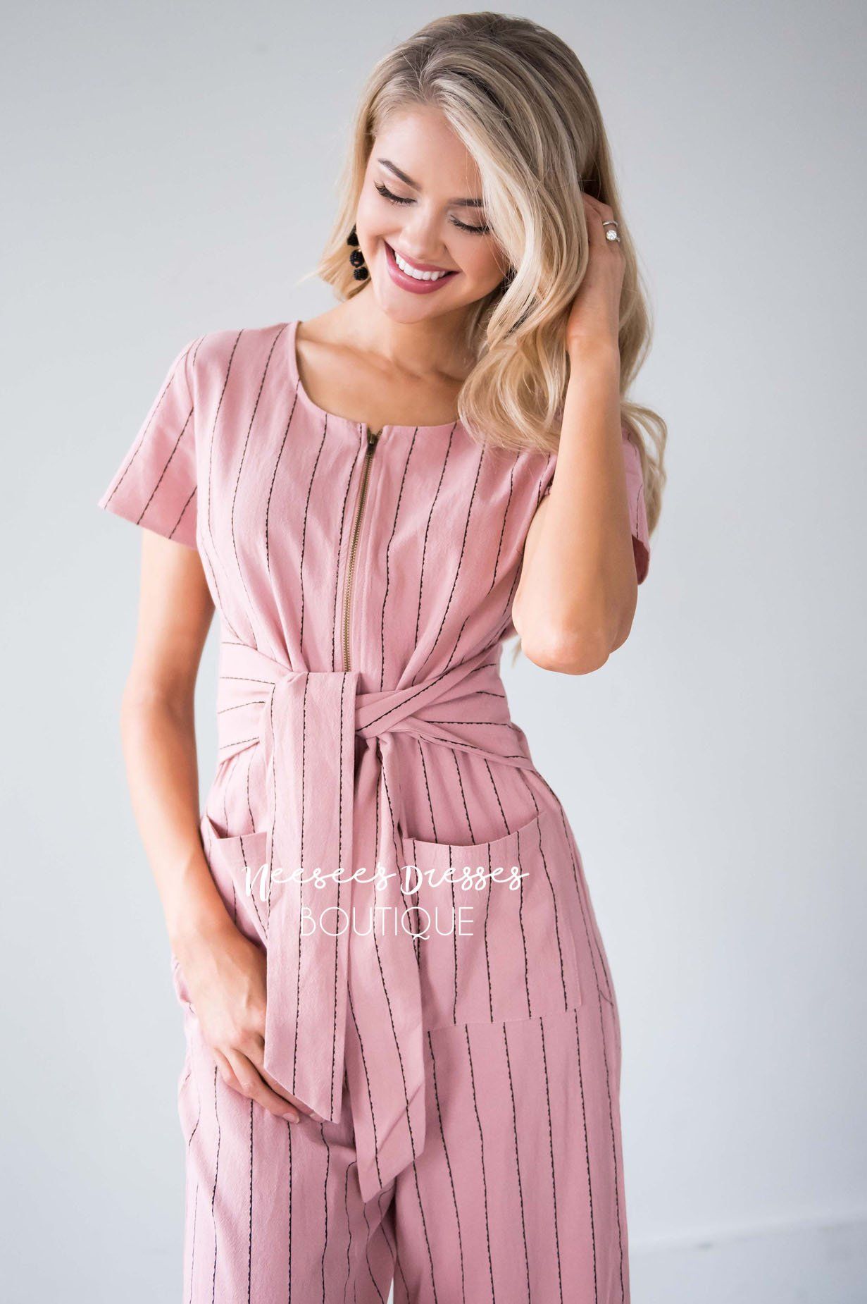 The Sascha Striped Tie Front Jumpsuit