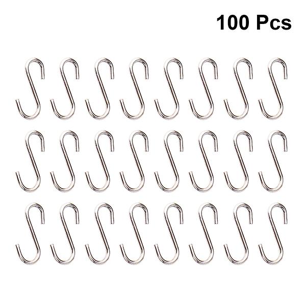 100pcs Diy Mini S-shaped Hooks Sturdy S-shaped Hooks Stainless Steel S-shaped Hangers Metal Diy Jewelry Accessory Mini S-shaped Hanging Hooks Silver