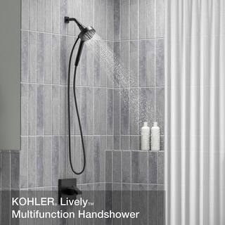 KOHLER Lively 4-Spray Patterns 4. 3125 in. Wall Mount Handheld Shower Head with Hose in Matte Black REC26822-G-BL