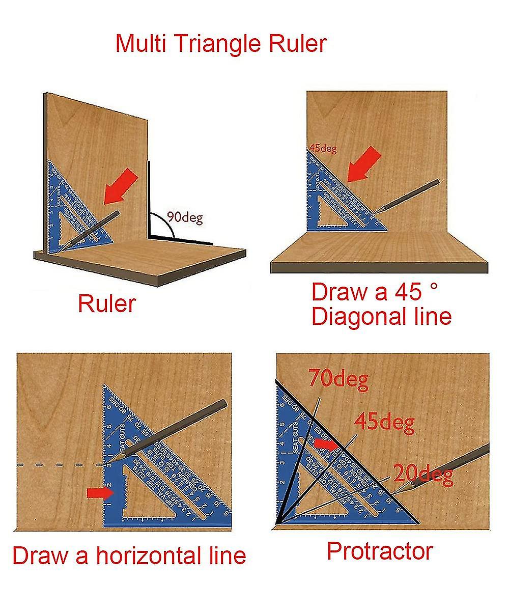 30cm Alloy Tri Protractor Set Square Tri Metric Carpentry Ruler Triangular Ruler With Protractor Measu