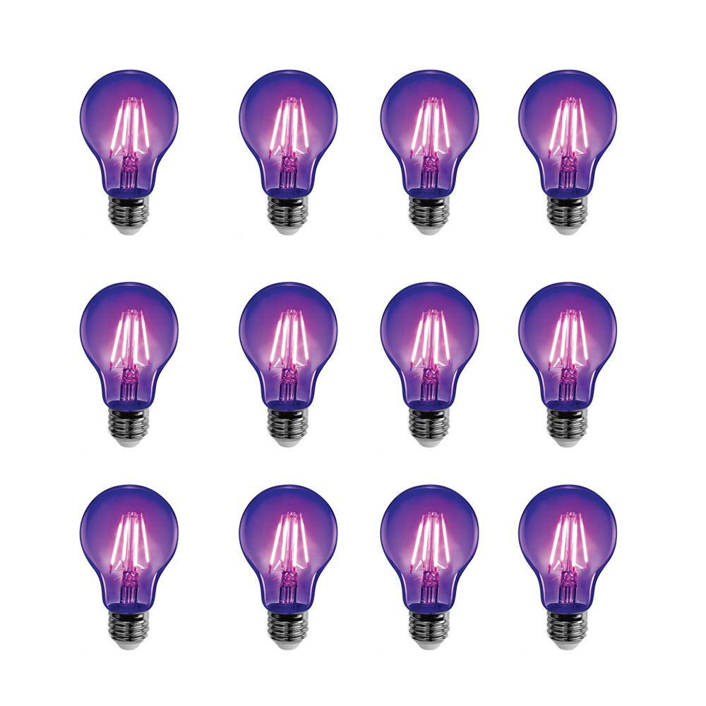 Feit Electric 7-Watt A19 Glass Medium E26 Base LED Black Light Party Light Bulb (12-Pack) A19BLBLED12