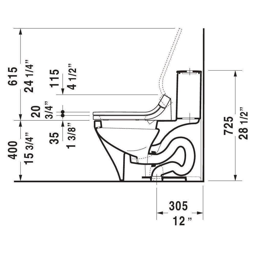 Duravit 1-Piece 0.92 GPF Dual Flush Elongated Toilet in White Seat Not Included 2157510005