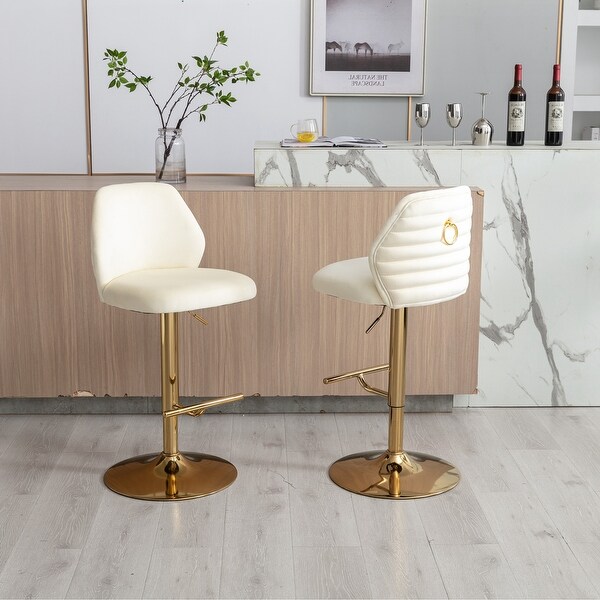 Swivel Bar Stools Chair with Ring Pull Set of 2