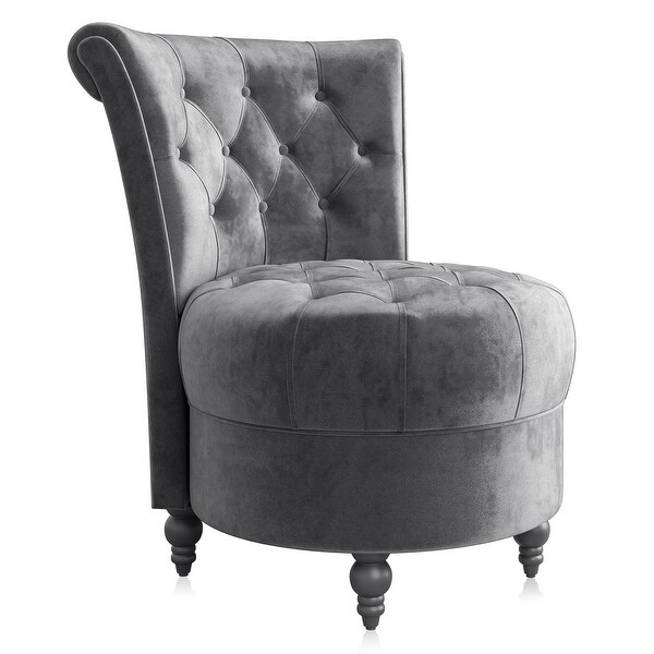 BELLEZE Malik Grey Velvet Accent Chair w/ Thick Padding and Low Back