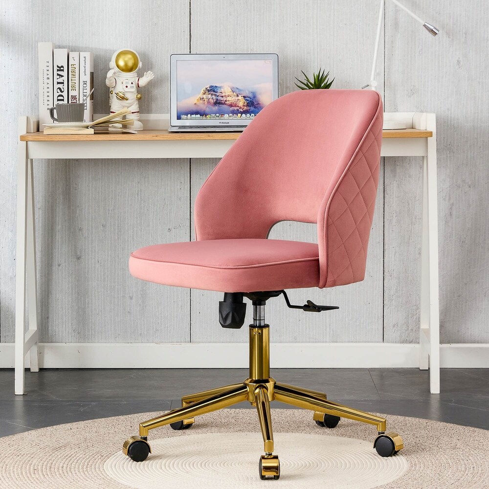 Velvet Office Chairs  Adjustable 360 °Armless Swivel