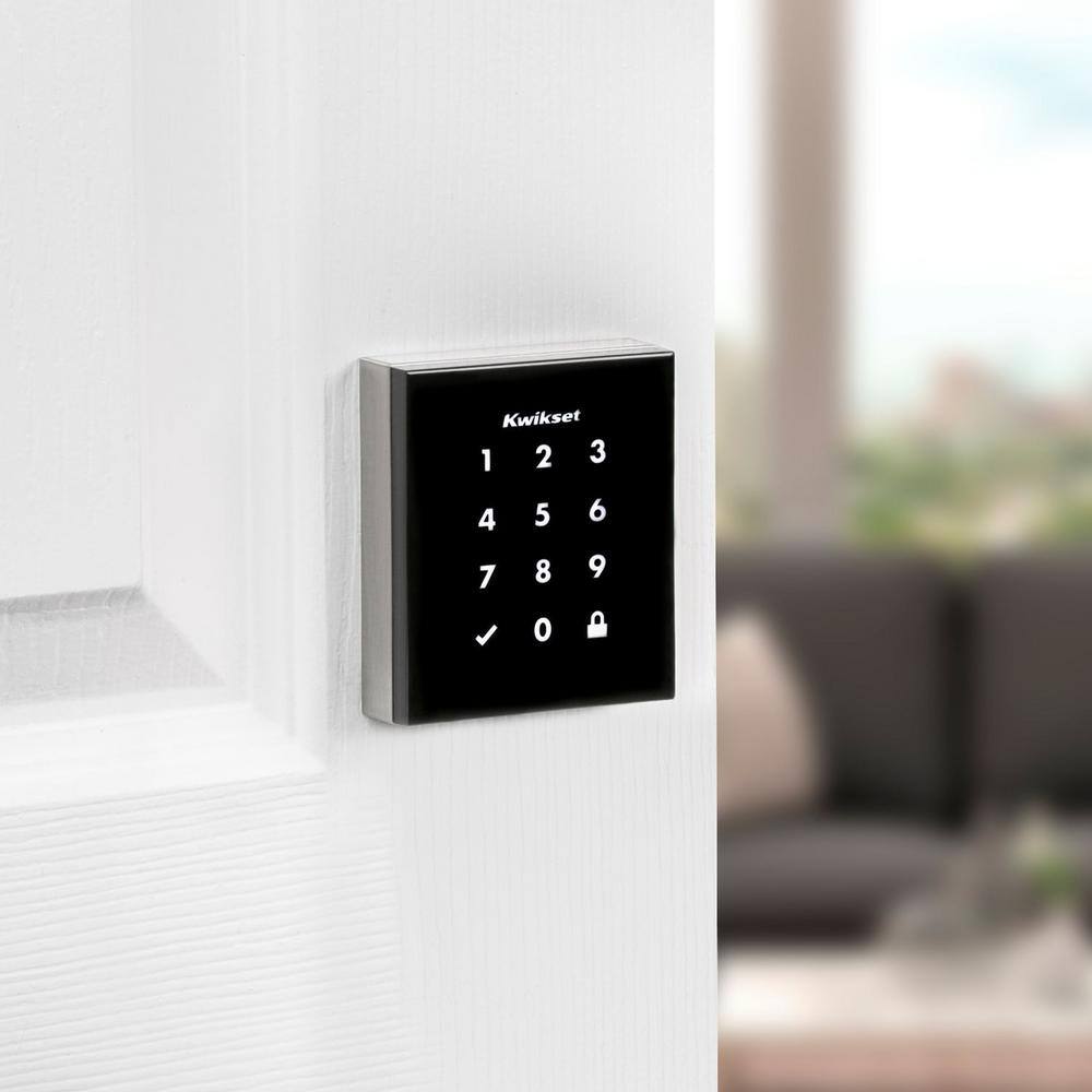 Kwikset Obsidian Satin Nickel Keyless Keypad Electronic Touchscreen Deadbolt Featuring Z-Wave Technology 954OBNZW50015SM