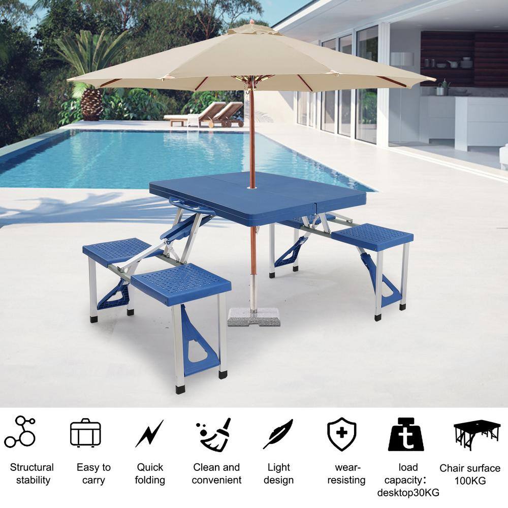 Cisvio Outdoor Siamese Plastic Folding Tables and Chairs-Plastic PS Thickening D0102HP3QDU