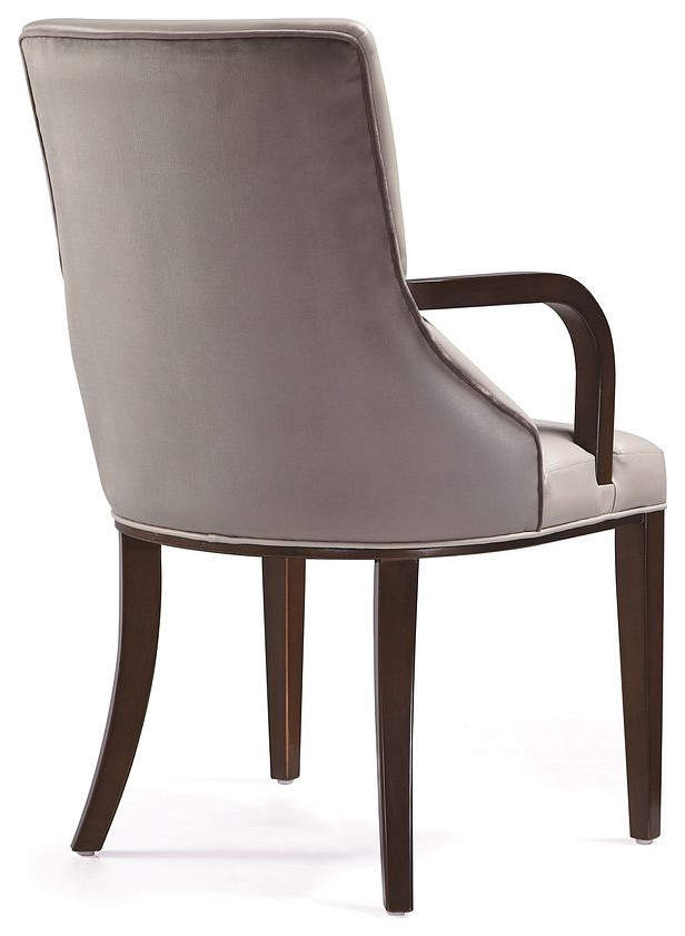 Shubert Faux Leather and Velvet Dining Armchair   Transitional   Dining Chairs   by Manhattan Comfort  Houzz