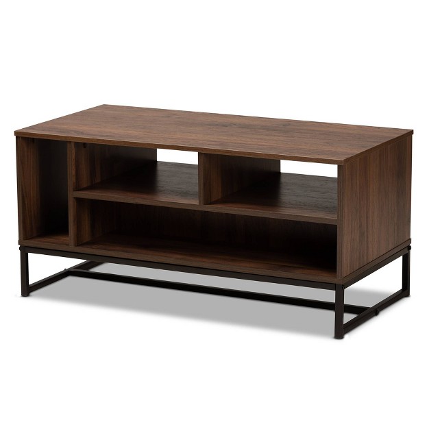 Flannery Metal Coffee Table Walnut Baxton Studio