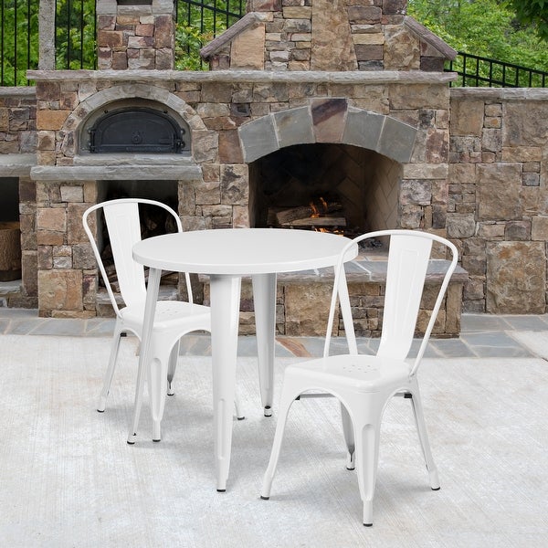 30-inch Round Metal Indoor-Outdoor Table Set