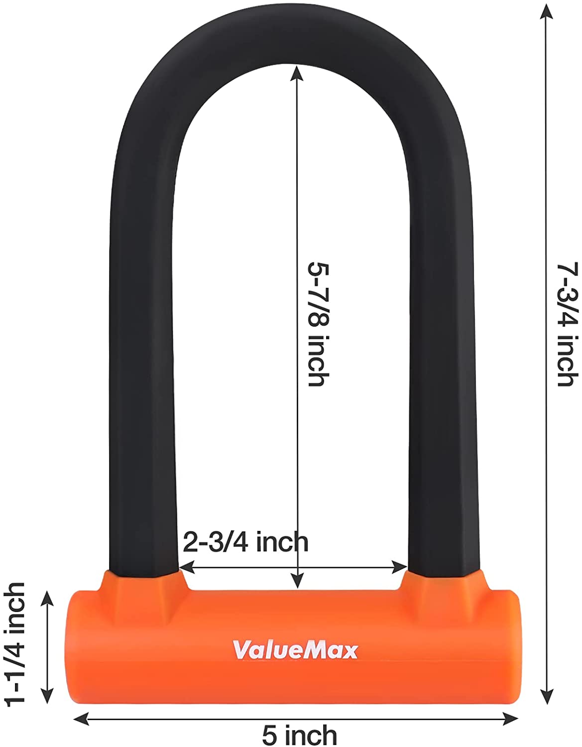 ValueMax Bike U-Lock Combination， Heavy Duty Bicycle U-Lock， 16mm Shackle and 6FT Security Cable with Sturdy Mounting Bracket and Keys for Bicycle， Scooter， Electric Bike