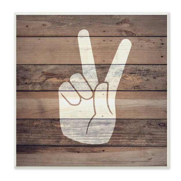 Peace Hand Distressed Wood Kids x27 Wall Plaque Art Stupell Industries