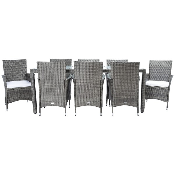 SAFAVIEH Outdoor Hailee 9Piece Wicker Dining Set