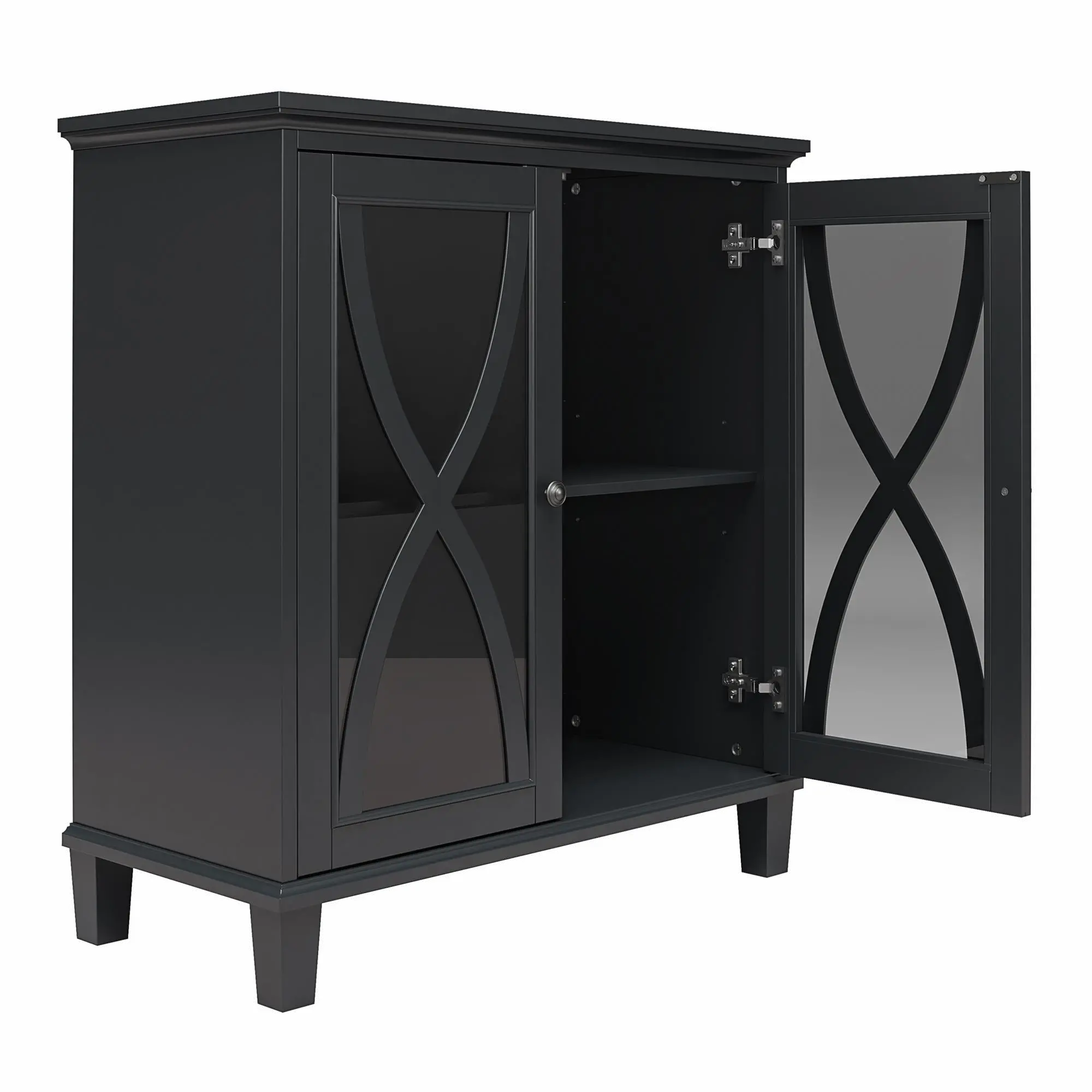 Celeste Black Accent Cabinet with Glass Doors