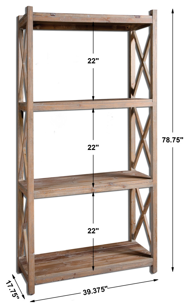 Uttermost Stratford Reclaimed Wood Etagere   Farmhouse   Bookcases   by HedgeApple  Houzz