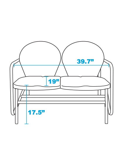 Mainstays Retro Teal Outdoor Steel Glider Loveseat