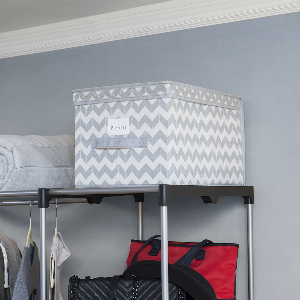 Home Basics Large Chevron Grey Storage Box