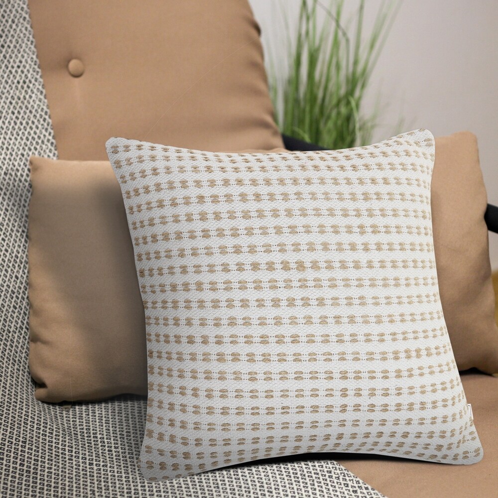 LR Home Ivory and Jute Interwoven Throw Pillow