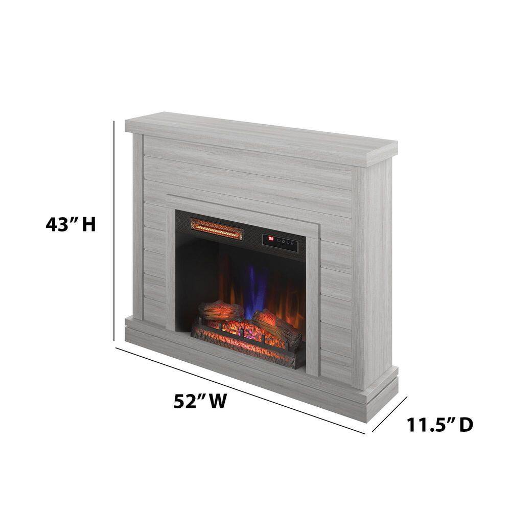 Twin Star Home 52 in. Shiplap Freestanding Electric Fireplace in Sargent Oak with 3D Fireplace Insert 28WM6603-PO101S