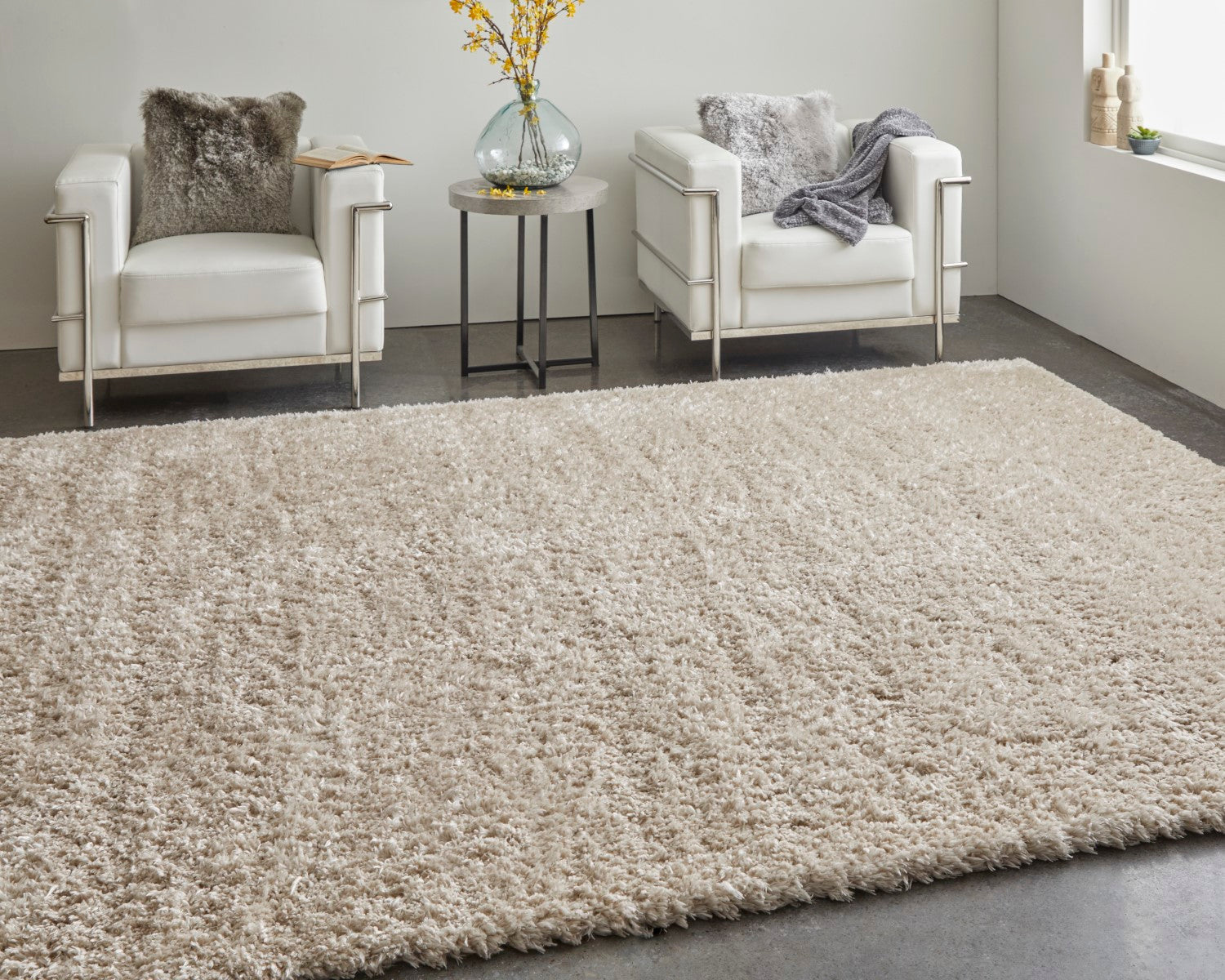 Loman Solid Color Beige Rug