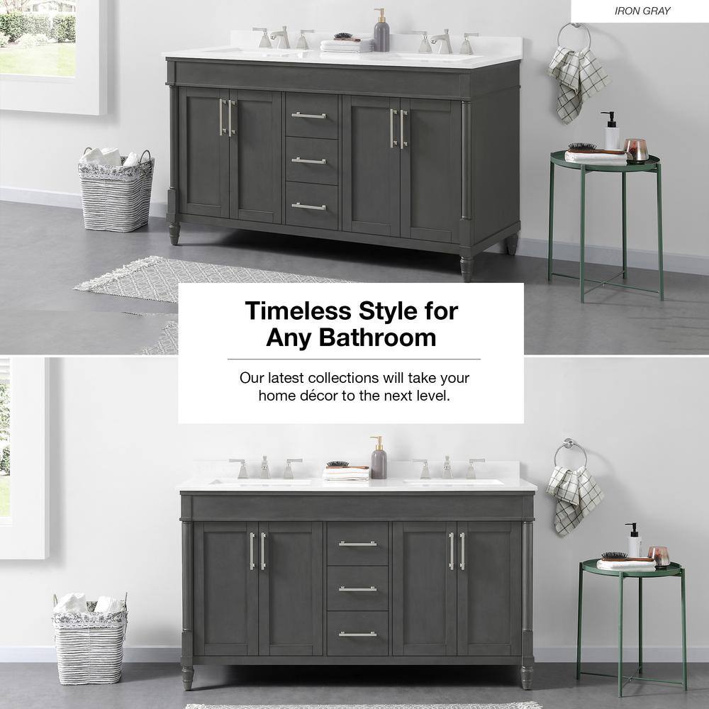 OVE Decors Layla 60 in. W x 22 in. D Vanity in Iron Grey with Marble Top Vanity with White Basin VA-LAYL60-092JI