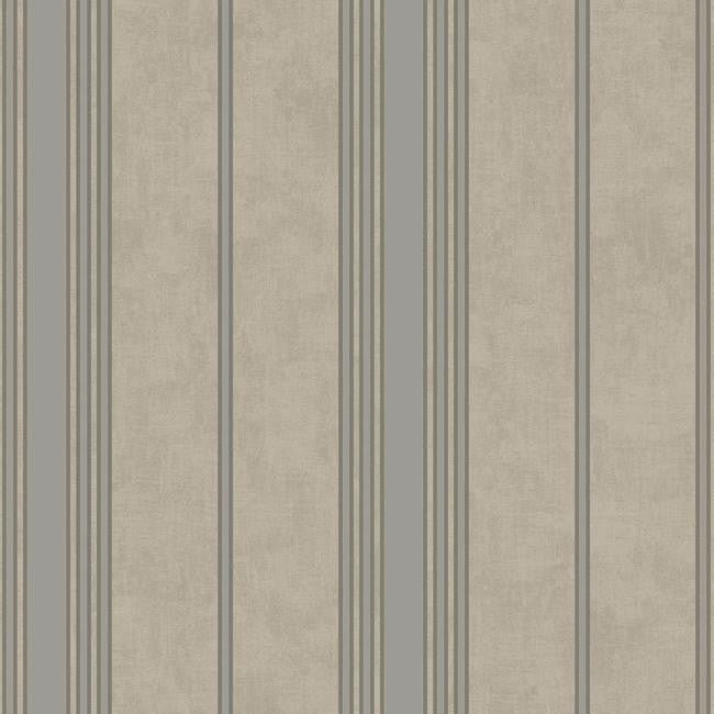 Sample Channel Stripe Wallpaper in Silver and Grayish Blue by Antonina Vella for York Wallcoverings