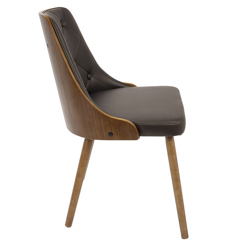 32.75 Walnut with Brown Faux Leather Upholstered Modern Dining Chair