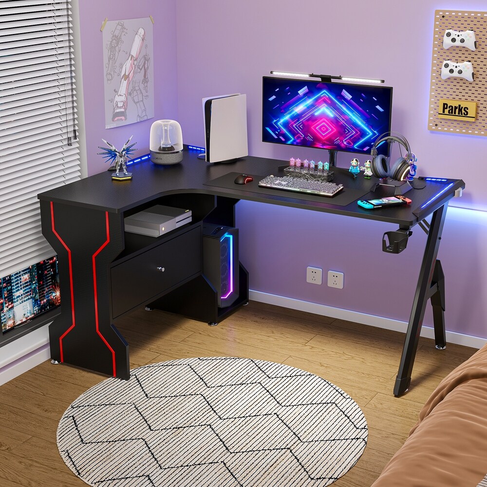 L Shaped Modern carbon fiber desktop office computer desk