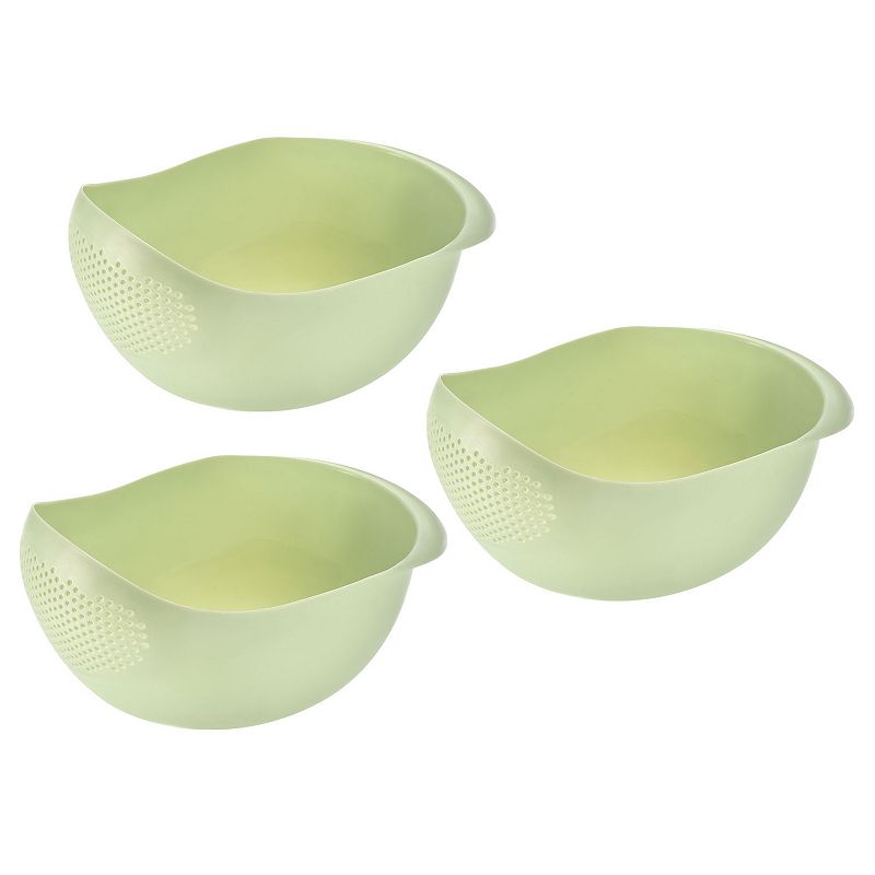 3pcs Rice Washing Basket Vegetable Fruit Colander Strainer