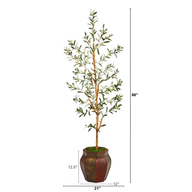 Nearly Natural 5.5-ft Olive Artificial Tree In Decorative Planter