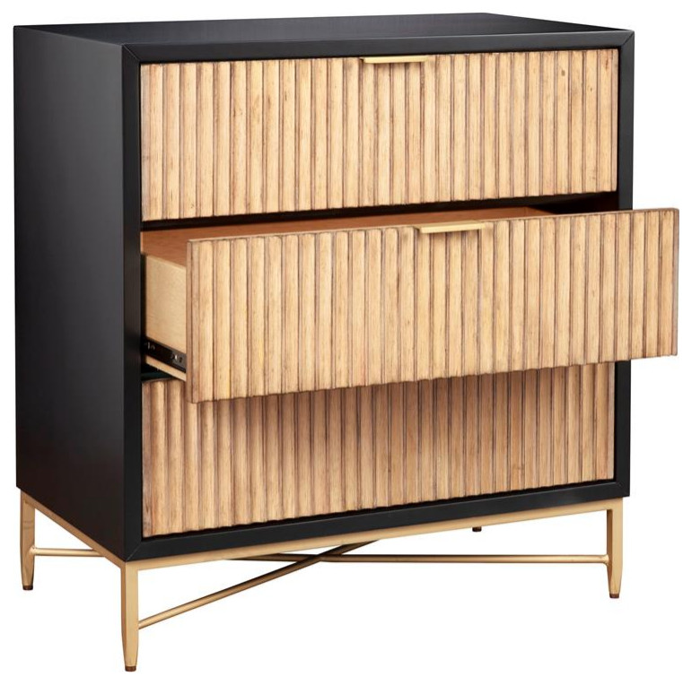 Origins by Alpine Larsen 3 Drawer Small Chest in Black   Contemporary   Accent Chests And Cabinets   by Homesquare  Houzz