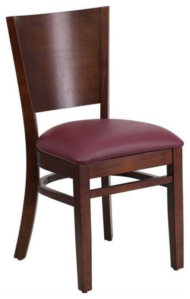 Flash Furniture Lacey Upholstered Restaurant Dining Chair in Walnut and Burgundy   Transitional   Dining Chairs   by Homesquare  Houzz