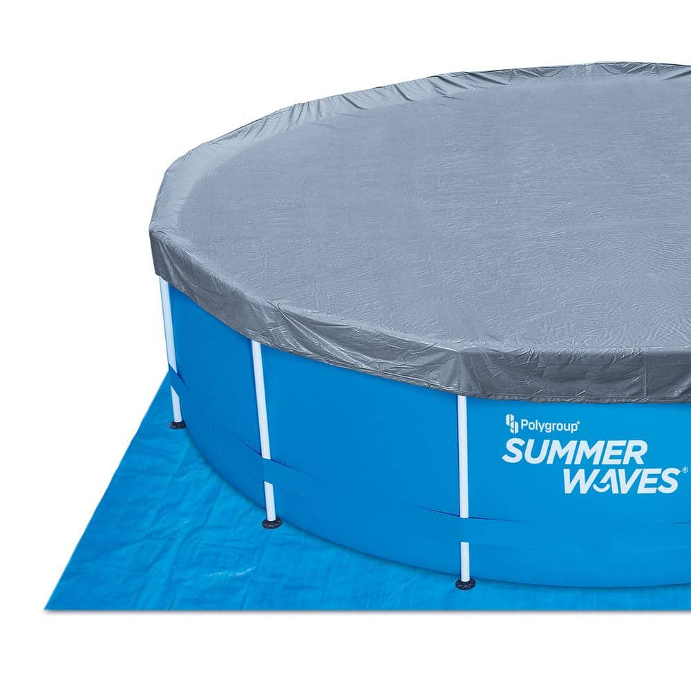 Summer Waves 18 ft. Round 48 in. D Metal Frame Pool Set with Filter Pump P2001848F