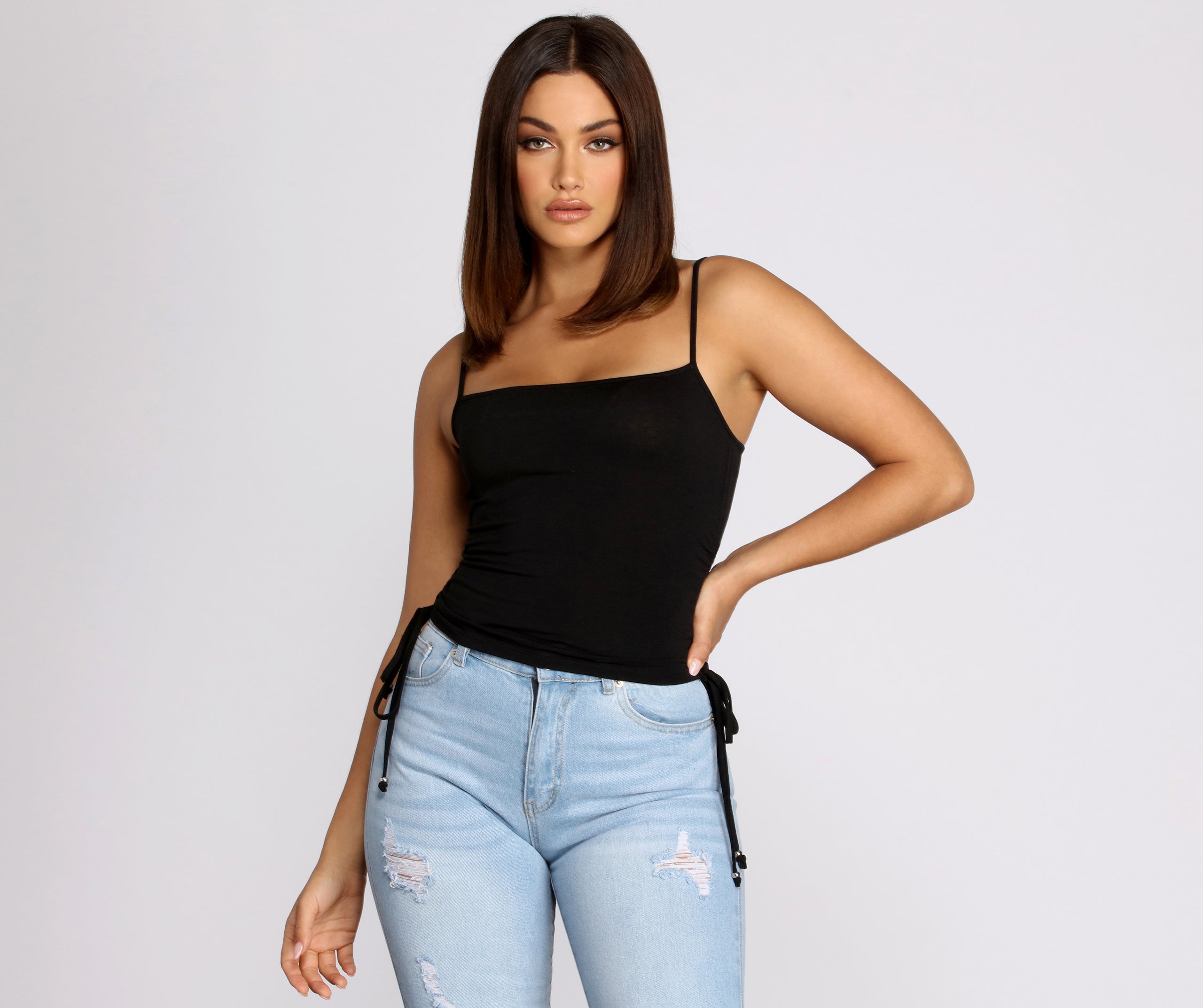 Drawstring Hem Casual Cami