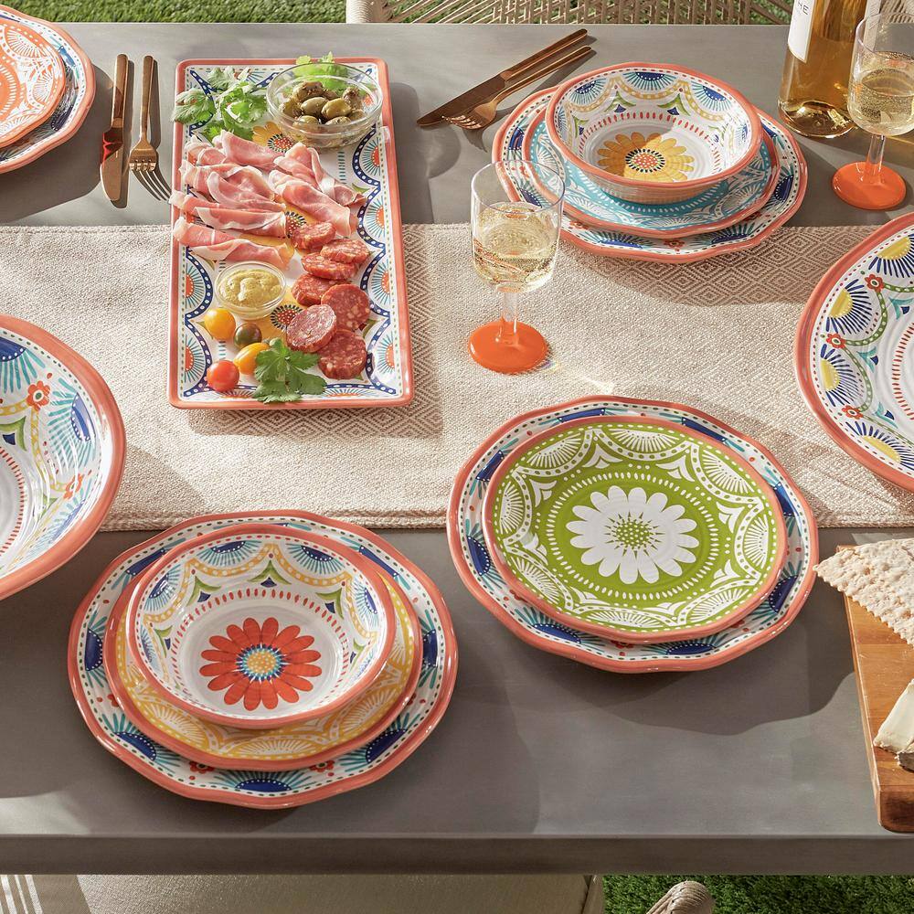 Certified International Vera Cruz 12-Piece Casual Multicolor Melamine Outdoor Dinnerware Set (Service for 4) 89500RM