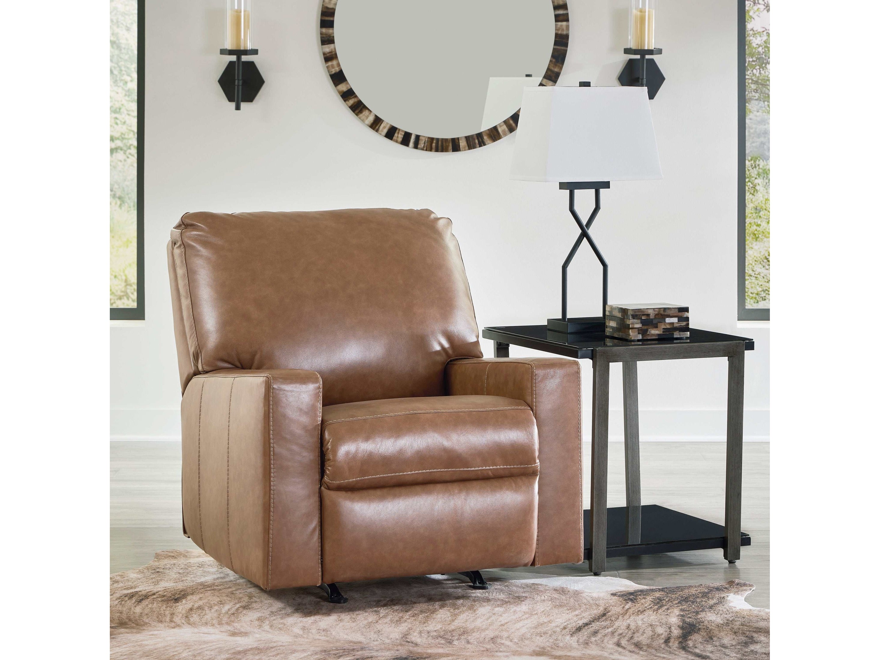 (Online Special Price) Bolsena Caramel Leather Rocker Recliner