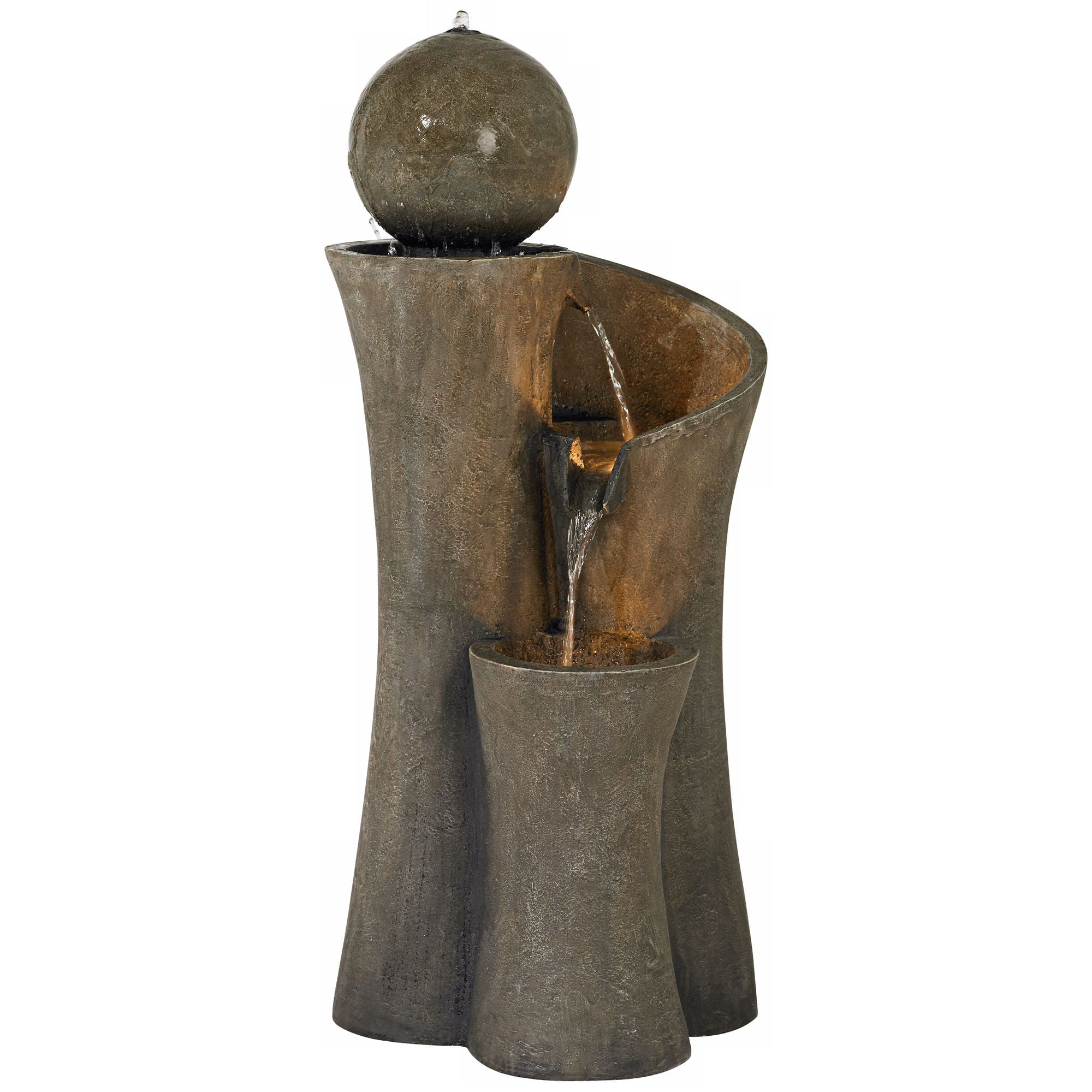 John Timberland Modern Sphere Curve Zen Outdoor Floor Water Fountain 39 1/2