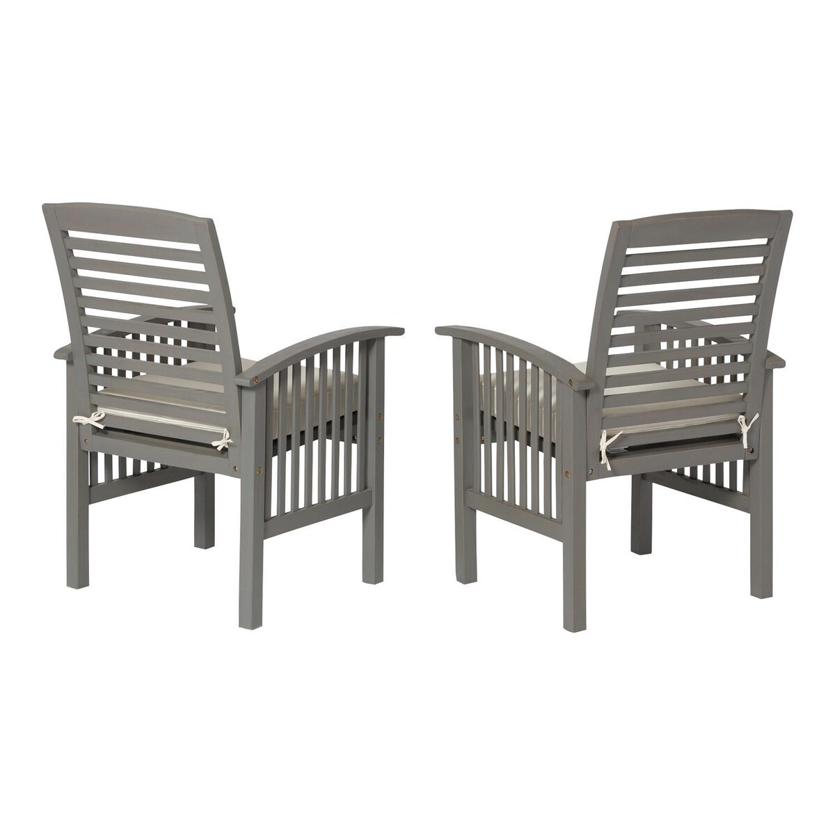 Ultimate Patio Horizon Way 2 Piece Acacia Patio Dining Arm Chair Set W/ Off-White Cushions